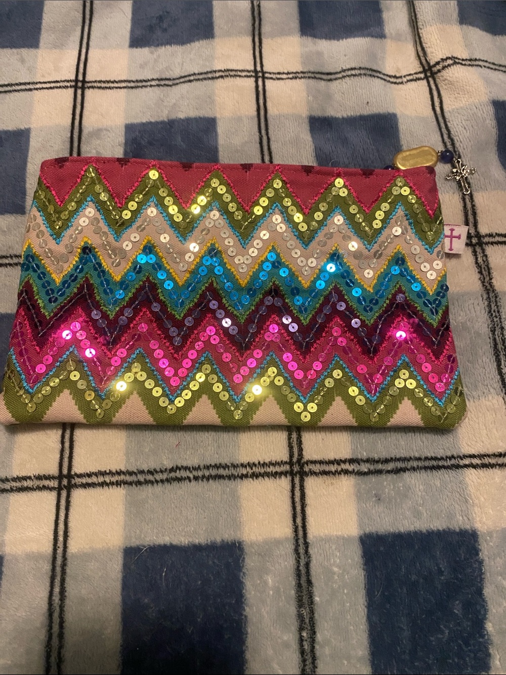 Sequin Chevron Multicolor Wristlet Pouch